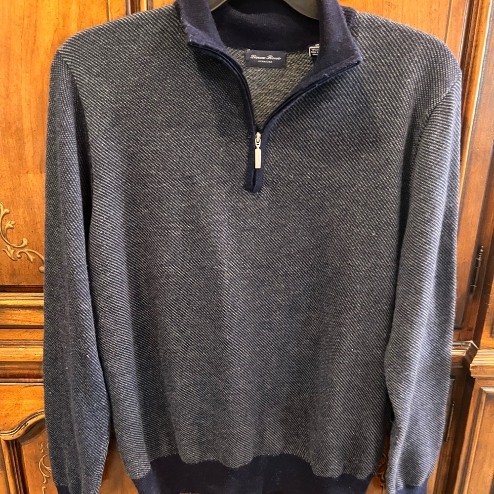 Linea Rossa Men's Navy Blue Quarter-Zip Sweater EUC